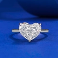 Sparkling S925 silver ring featuring a 10x8mm heart-cut carbon diamond with 3-prong setting - US 5 / White Heart Style (R016)