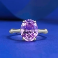 Elegant S925 silver bamboo-style ring featuring an oval lavender purple gemstone - US 5 / Lavender Purple Stone (Silver Band)