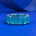 Anillo eternity de plata 925 con turmalina Paraiba y gemas de corte rectangular - US 5 / Color Paraiba