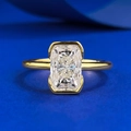 Anello di lusso in argento S925 placcato oro con zircone bianco quadrato taglio radiant - US 9 / Oro