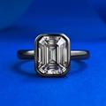 Anello vintage in argento 925 con zircone grigio taglio smeraldo e montatura minimalista - US 5 / Nero (R1135)