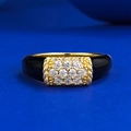 Anello retrò in argento 925 dorato con onice nero smaltato e pietre preziose chiare - US 5 / Agata Nera Oro