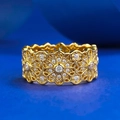 Anello lussuoso in argento 925 traforato motivo floreale con zircone brillante dorato - US 5 / Oro