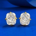 Eleganti orecchini a lobo in argento S925 placcato oro con diamanti taglio cushion - Argento 925 / Oro