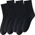 Pack de 5 pares de calcetines negros de algodón acanalado transpirables con diseño sin costuras - Talla única / Negro