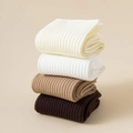 Calcetines de algodón de punto acanalado en tonos crema y marrón tierra suave - Talla única / Caqui