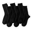 Three pairs of thick black coral fleece socks for women, warm winter thermal sleep wear - One Size / Black Group