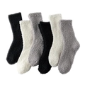 Soft coral fleece thermal socks for women in black white and grey for winter home wear - One Size / Black White Gray Set