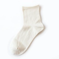 Minimalist cream white soft organic cotton crew socks with non-binding rolled cuffs - One Size / Off White