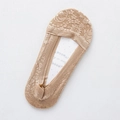 Elegant beige lace invisible no-show sock for women with floral breathable pattern - One Size / Dark Beige