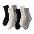 Thick fuzzy coral fleece socks in black grey and beige colors for winter warmth - One Size / Black White Gray Set
