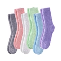 Set of six colorful coral fleece fuzzy socks in pink, blue, green, and purple - One Size / Colorful 2