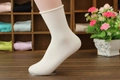 Cream white loose top cotton crew socks for women with vintage rolled cuff design - One Size / Milk White