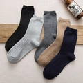 Five-pack of thick ribbed winter wool socks for men in assorted neutral business colors - One Size / Assorted Colors