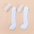 Sweet light blue lace ruffle socks with sheer mesh fabric for a lolita aesthetic - One Size / Light Blue
