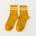 Calcetines de algodón amarillo jengibre con dos rayas blancas para mujer casual - Talla única / Amarillo jengibre