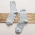 Men's winter wool blend crew socks in light grey with warm ribbed knit texture - One Size / Light Gray