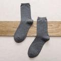 Men's dark gray ribbed wool blend socks in a classic thermal mid-calf crew length - One Size / Dark Gray