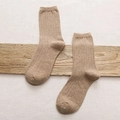Business style thick wool socks for men in earthy oatmeal brown with ribbed texture - One Size / Light Khaki