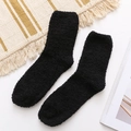 Chaussettes noires en polaire corail pour hommes, épaisses, thermiques et texture douce - EU 40-44 / Noir