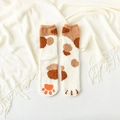 Flauschige Calico-Katzenpfoten-Socken mit rutschfesten Silikonnoppen für Damen - Einheitsgröße / Khaki Punktiert