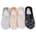 Lace low-cut invisible socks for women in grey, beige, pink, and black colors - One Size / Assorted Colors