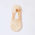 Elegant beige lace invisible boat socks with floral patterns for high-cut shoes - Light Skin