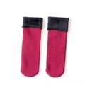 Chaussettes thermiques d'hiver rouge foncé avec bordure en fausse fourrure noire - Taille unique / Rouge Vin avec Polaire Noire