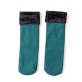 Dunkelgrüne dicke Winter-Thermosocken mit weichem schwarzem Kunstpelz-Umschlag - Einheitsgröße / Dunkelgrün mit schwarzem Fleece