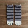 Chaussettes épaisses pattes de chat à rayures noir et gris avec bord roulé - Taille unique / Rayé Gris