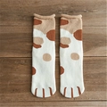 Chaussettes épaisses en coton chaud avec motif patte de chat et bord roulé souple - Taille unique / Pois Khaki