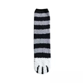 Cute black and grey striped coral fleece socks with cat paw design for winter warmth - One Size / Black Striped