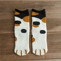 Cute calico cat paw socks in beige cotton with orange and black spots for women - One Size / Black Polka Dot
