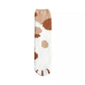 Cute cat claw coral fleece socks in beige and brown for winter warmth and comfort - One Size / Khaki Polka Dots