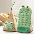 Green frog coral fleece warm baby socks in creative triangle gift box packaging - 10 Frog