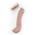 Transparent lace socks in champagne with mesh ruffles and golden star sequins - One Size / Khaki
