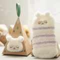 Striped coral fleece kids socks with 3D animal embroidery and gift box - 08 Sheep