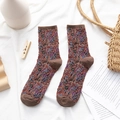 Vintage Damen-Stricksocken mit Blumenmuster, braunen Akzenten und weichem Material - Einheitsgröße / 03 Kaffee