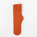Chaussettes plissées orange vif en maille velours avec texture côtelée classique pour femme - Taille unique / Orange