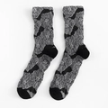 Chaussettes style japonais en patchwork gris et noir avec texture florale - Taille unique / Talon Noir