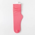 Coral pink ribbed knit mid-calf sock in velvet fabric on a plain white background - One Size / Watermelon red