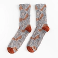 Chaussettes vintage rouge brique avec jacquard fleuri bleu et détails orange vif - Taille unique / Talon Orange
