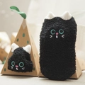 Coral fleece cat socks with 3D ears and embroidery in a triangular gift box - 02 Big-eyed Cat