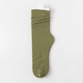 Olive green ribbed velvet slouch socks for women with elastic knit texture - One Size / Army Green