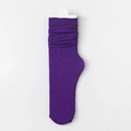 Deep purple ribbed cotton slouch socks in high velvet fabric for women, stylish loose design - One Size / Dark Purple