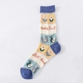 Transparente Patchwork-Socken mit Avocado- und Gänseblümchenmuster aus Netzgewebe - Einheitsgröße / Dunkelblauer Avocado