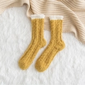 Thick warm ginger coral fleece socks with white cuffs for winter home wear - One Size / Warm Ginger Yellow
