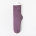 Velvet slouch socks in elegant magenta purple with fine vertical ribbed texture - One Size / Purple Sweet Potato
