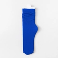Royal blue velvet slouch socks with ribbed texture and vertical stripes for women - One Size / Dark Blue