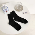 Minimalistische einfarbige schwarze gerippte Wadenstrümphe für Damen aus Baumwolle - Einheitsgröße / Schwarz